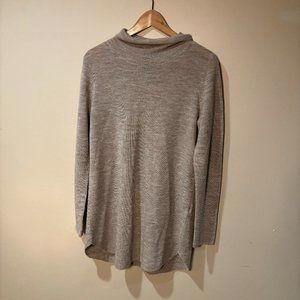 Eileen Fisher Merino Wool Turtleneck Sweater Tunic - Small, Oatmeal